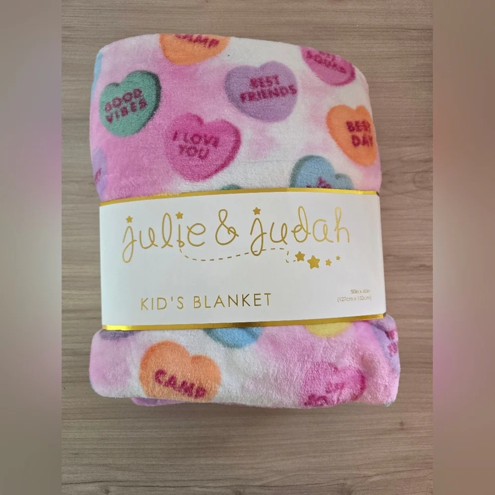 Conversational Hearts Valentine's Day Cozy Plush Microfleece Throw Blanket